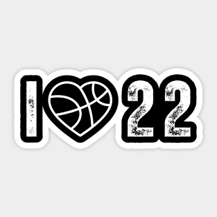 I love 22 Jersey Number 22 white Sticker